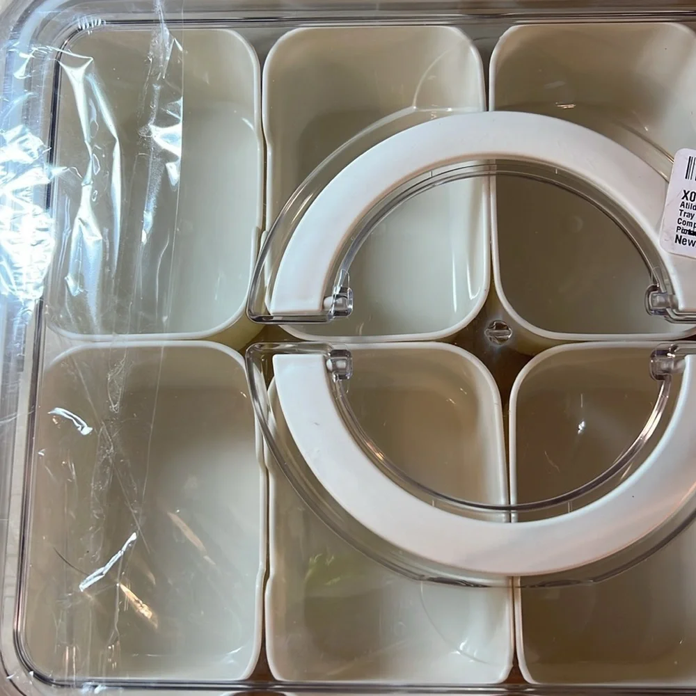 Clear and Cream Storage/Snack Organizer with utensils
